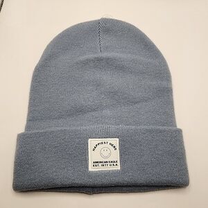 American Eagle Blue Smiley Beanie Nwt‎ One Size